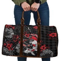 Hawaiian And Japanese Travel Bag Aloha Koi Fish Palaka Patterns DT05 Black - Polynesian Pride