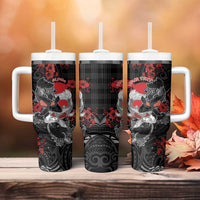 Personalised Hawaiian And Japanese Tumbler With Handle Aloha Koi Fish Palaka Patterns DT05 - Polynesian Pride