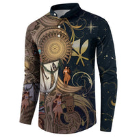 Hawaii Makahiki Button Sweatshirt Polynesian Sky And Earth - Polynesian Pride