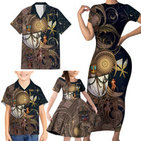 Hawaii Makahiki Family Matching Short Sleeve Bodycon Dress and Hawaiian Shirt Polynesian Sky And Earth - Polynesian Pride