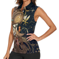 Hawaii Makahiki Women Sleeveless Polo Shirt Polynesian Sky And Earth - Polynesian Pride