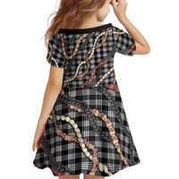 Hawaii Palaka Niihau Shell Lei Family Matching Short Sleeve Bodycon Dress and Hawaiian Shirt Tropical Island Plaid Patterns