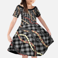 Hawaii Palaka Niihau Shell Lei Kid Short Sleeve Dress Tropical Island Plaid Patterns