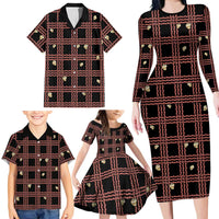 Hawaii Palaka Kahelelani Shell Lei Costume Family Matching Long Sleeve Bodycon Dress and Hawaiian Shirt Plaid Patterns DT05 - Polynesian Pride