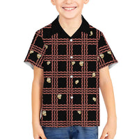 Hawaii Palaka Kahelelani Shell Lei Costume Family Matching Puletasi and Hawaiian Shirt Plaid Patterns DT05 Son's Shirt Black - Polynesian Pride