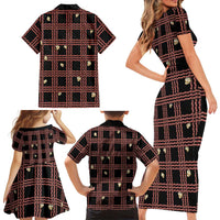 Hawaii Palaka Kahelelani Shell Lei Costume Family Matching Short Sleeve Bodycon Dress and Hawaiian Shirt Plaid Patterns DT05 - Polynesian Pride
