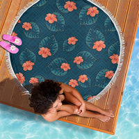 Hawaii Monstera Beach Blanket Hibiscus Flowers Simple Style - Polynesian Pride