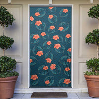 Hawaii Monstera Door Cover Hibiscus Flowers Simple Style - Polynesian Pride