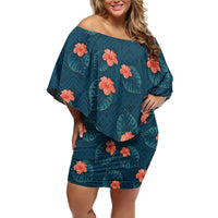 Hawaii Monstera Family Matching Off Shoulder Short Dress and Hawaiian Shirt Hibiscus Flowers Simple Style - Polynesian Pride