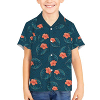 Hawaii Monstera Family Matching Off Shoulder Short Dress and Hawaiian Shirt Hibiscus Flowers Simple Style - Polynesian Pride