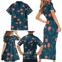 Hawaii Monstera Family Matching Short Sleeve Bodycon Dress and Hawaiian Shirt Hibiscus Flowers Simple Style - Polynesian Pride