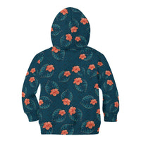 Hawaii Monstera Kid Hoodie Hibiscus Flowers Simple Style - Polynesian Pride