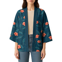 Hawaii Monstera Kimono Hibiscus Flowers Simple Style DT05 - Polynesian Pride