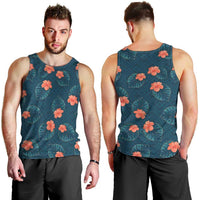 Hawaii Monstera Men Tank Top Hibiscus Flowers Simple Style DT05 - Polynesian Pride