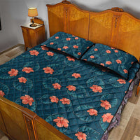 Hawaii Monstera Quilt Bed Set Hibiscus Flowers Simple Style - Polynesian Pride