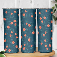 Hawaii Monstera Skinny Tumbler Hibiscus Flowers Simple Style - Polynesian Pride