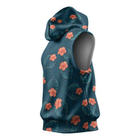 Hawaii Monstera Sleeveless Hoodie Hibiscus Flowers Simple Style - Polynesian Pride