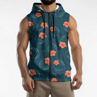 Hawaii Monstera Sleeveless Zip Hoodie Hibiscus Flowers Simple Style - Polynesian Pride