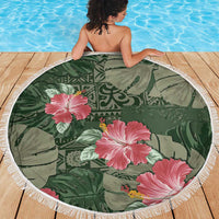 Hawaii Beach Blanket Green Polynesian Monstera Patterns - Polynesian Pride