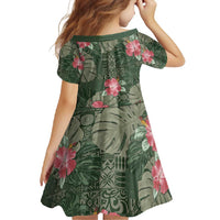 Hawaii Family Matching Mermaid Dress and Hawaiian Shirt Green Polynesian Monstera Patterns - Polynesian Pride