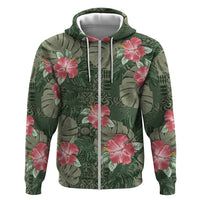Hawaii Hoodie Green Polynesian Monstera Patterns - Polynesian Pride