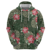 Hawaii Hoodie Green Polynesian Monstera Patterns - Polynesian Pride