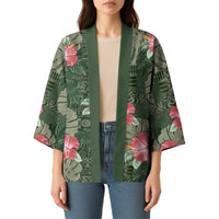 Hawaii Kimono Green Polynesian Monstera Patterns DT05 - Polynesian Pride