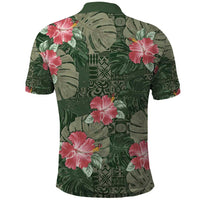 Hawaii Polo Shirt Green Polynesian Monstera Patterns - Polynesian Pride