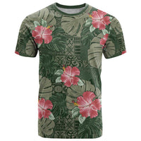 Hawaii T Shirt Green Polynesian Monstera Patterns - Polynesian Pride