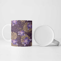 Hawaii Ceramic Mug Purple Polynesian Monstera Patterns - Polynesian Pride