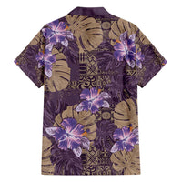 Hawaii Family Matching Summer Maxi Dress and Hawaiian Shirt Purple Polynesian Monstera Patterns - Polynesian Pride