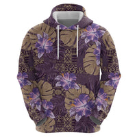 Hawaii Hoodie Purple Polynesian Monstera Patterns - Polynesian Pride