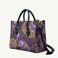 Hawaii Leather Bag Purple Polynesian Monstera Patterns - Polynesian Pride