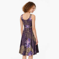 Hawaii Midi Dress Purple Polynesian Monstera Patterns - Polynesian Pride