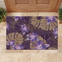 Hawaii Rubber Doormat Purple Polynesian Monstera Patterns - Polynesian Pride