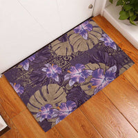 Hawaii Rubber Doormat Purple Polynesian Monstera Patterns - Polynesian Pride