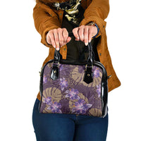 Hawaii Shoulder Handbag Purple Polynesian Monstera Patterns - Polynesian Pride