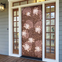 Hawaii Door Cover Brown Polynesian Monstera Patterns - Polynesian Pride