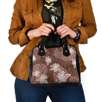 Hawaii Shoulder Handbag Brown Polynesian Monstera Patterns - Polynesian Pride