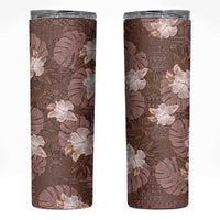 Hawaii Skinny Tumbler Brown Polynesian Monstera Patterns - Polynesian Pride