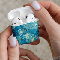 Hawaii AirPods Case Teal Polynesian Monstera Patterns - Polynesian Pride