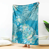 Hawaii Blanket Teal Polynesian Monstera Patterns - Polynesian Pride