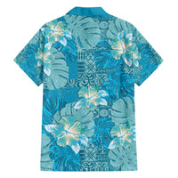Hawaii Family Matching Off Shoulder Maxi Dress and Hawaiian Shirt Teal Polynesian Monstera Patterns - Polynesian Pride