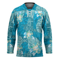 Hawaii Hockey Jersey Teal Polynesian Monstera Patterns DT05 Unisex Teal - Polynesian Pride