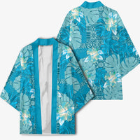 Hawaii Kimono Teal Polynesian Monstera Patterns DT05 - Polynesian Pride