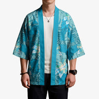 Hawaii Kimono Teal Polynesian Monstera Patterns DT05 - Polynesian Pride