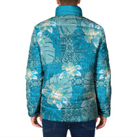 Hawaii Padded Jacket Teal Polynesian Monstera Patterns DT05 - Polynesian Pride