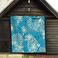 Hawaii Quilt Teal Polynesian Monstera Patterns - Polynesian Pride