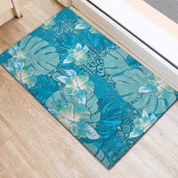 Hawaii Rubber Doormat Teal Polynesian Monstera Patterns DT05 - Polynesian Pride