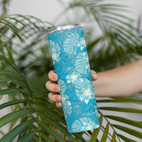 Hawaii Skinny Tumbler Teal Polynesian Monstera Patterns - Polynesian Pride